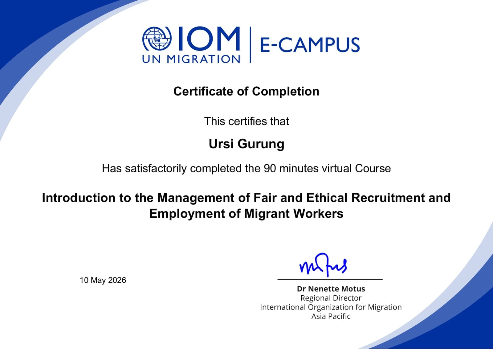Fair & Ethical Recruitment of Migrant Workers, Ursi Gurung, page 1
