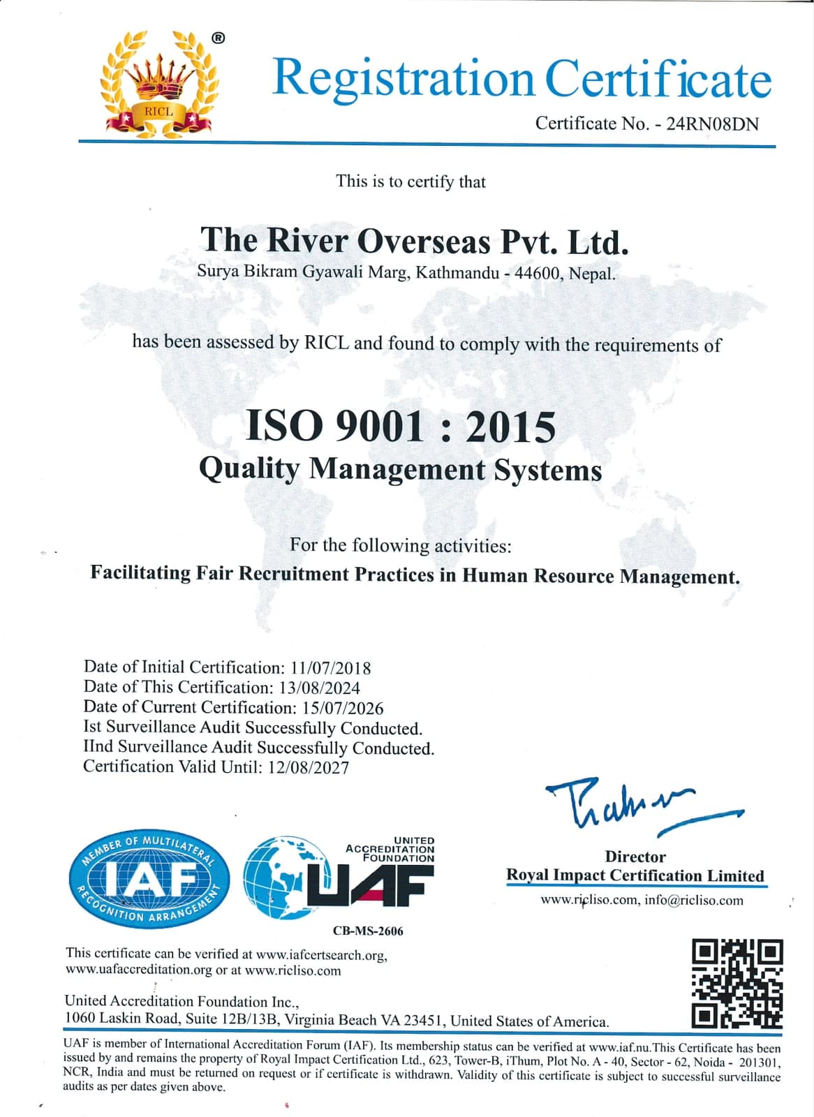 ISO 9001:2015 Quality Management Systems