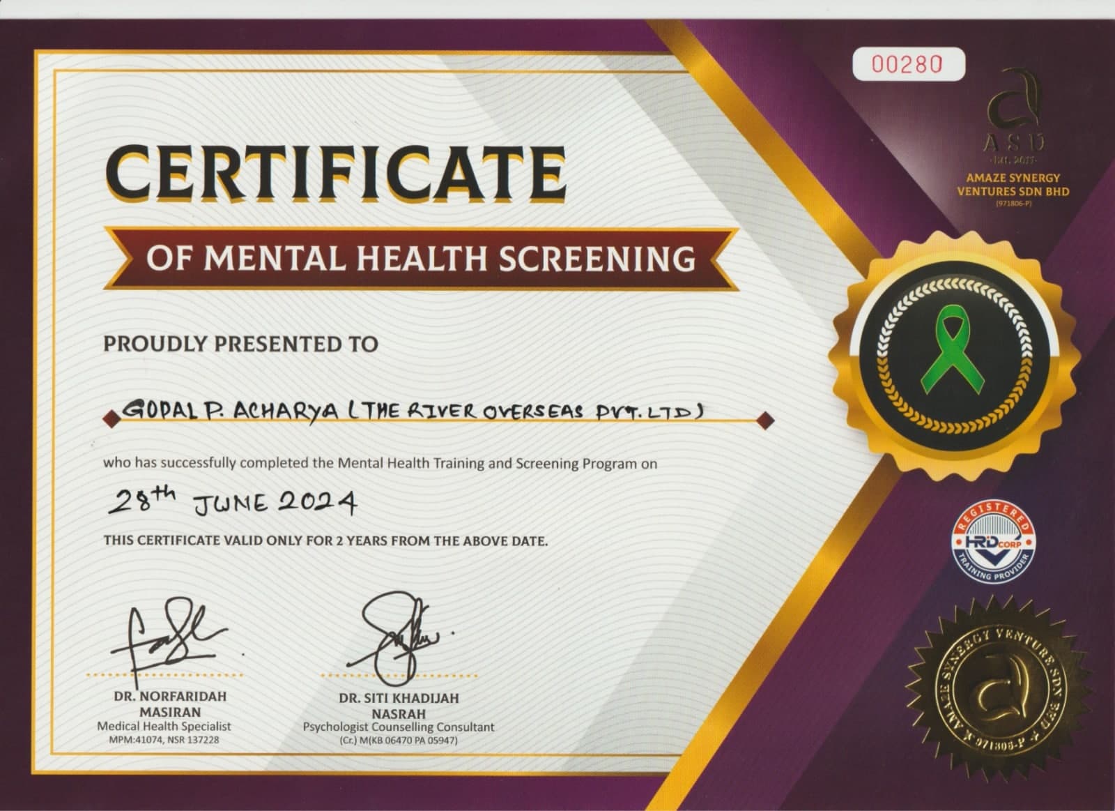 Mental Health Screening & Training, Gopal Acharya, page 1